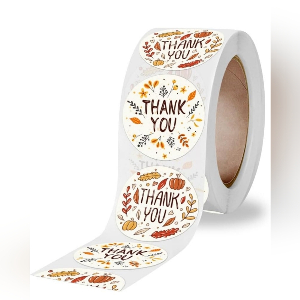 Brand New Thank You Sticker Roll with Autumn Design